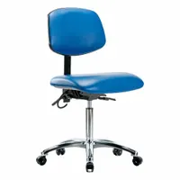 ESD Task Chair: Vinyl, Armless, Ht Range 21 1/2 in to 29 in, 18 1/2 in Seat Wd, 17 in Seat Dp, Blue (MPN BR-ESD-VMBCH-CR-T0-A0-NF-EC-ESDBLU)