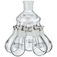 Colorless, round glass distilling flask with 50 mL capacity. Features a 24/40 compatible stopper size. Used for solvent removal and concentration in rotary evaporation applications
