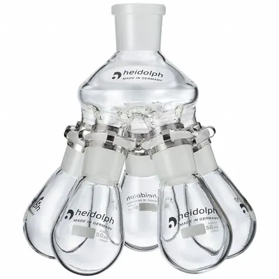 HEIDOLPH 50 mL Round Glass Distilling Flask, 24/40 Stopper - Glass Distilling Flasks