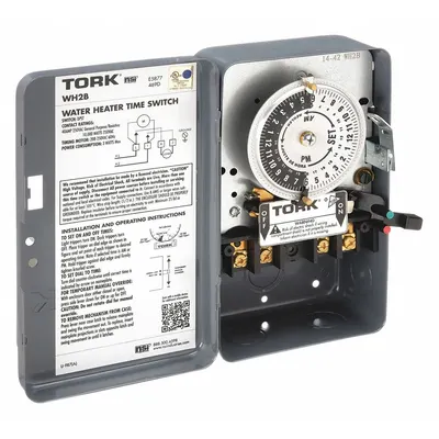 TORK Electromechanical Timer: 24 hr, 208-250V AC, DPST - Electromechanical Timer Switches