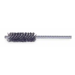 This heavy-cleaning brush is designed for carbon steel surfaces. It is used for removing rust, scale, and debris from tubes and pipes in industrial maintenance, fabrication, and metalworking applications. The brush has a 1 1/4 in diameter and 0.01 in fill diameter.
