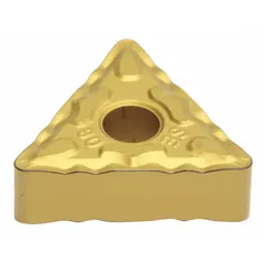Triangle (T) indexable turning insert for general turning, facing, and profiling operations. Suitable for medium to finishing cuts in steel, stainless steel, and cast iron. Designed for use in standard tool holders that accept TNMG-style inserts.