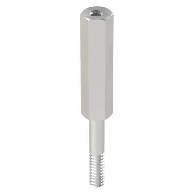 OEM Standoff: Male x Female, 2 in Lg, Hex, Aluminum, Plain, 1/4 in Hex Wd, Aluminum - Aluminum Male x Female Standoffs