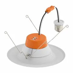 LED Downlight: 5 in_6 in Dia, 750 lm_1,050 lm_1,300 lm, 2700K/3000K/3500K/4000K/5000K, 14 W, 120V AC (MPN LEDRT561AS1300ST9SC3BA). Key specifications — attr1262125: White; attr1262104: SYLVANIA; attr1262107: Yes; attr1262116: 75W INC; attr1262128: 4000K; attr1262094: 120V AC.