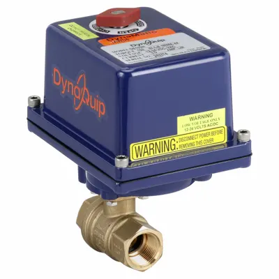 DYNAQUIP CONTROLS Electrically Actuated Two-Way Ball Valve: 3/4 in, Brass, 12 to 24V AC/DC - Brass Electrically-Actuated Ball Valves