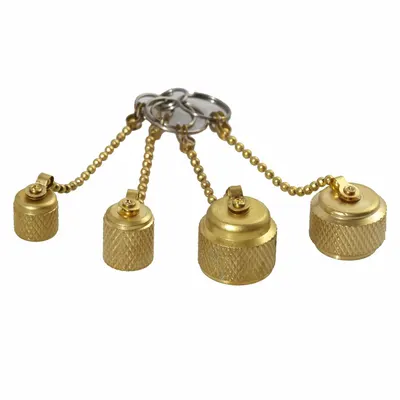PRO-SET Access Valve Cap: 1/2 in Female SAE Right-Hand, 1 1/4 in Overall Ht, Brass - Caps for Access Valves