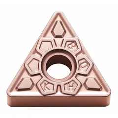 Triangle (T) indexable turning insert, TNMG style, carbide grade. Used for general turning, facing, and profiling operations on metal workpieces. Suitable for medium machining of steels and stainless steels.