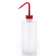 APPROVED VENDOR Narrow Mouthed Standard Spout Wash Bottle, 500 mL, Colorless Body, Red Closure, Nonvented, No Imprinting