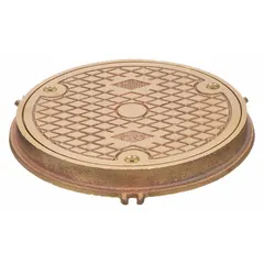 This floor cleanout cover is constructed of nickel bronze with a polished bronze finish. It includes a frame with anchor lugs and is corrosion-resistant. The cover has a 7-1/2 in overall diameter and a 3/4 in overall height. It is used to provide access to drain lines for maintenance and cleaning in floor installations.