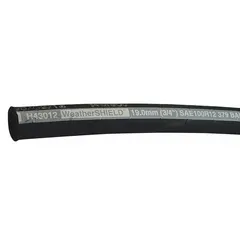 This high-pressure hydraulic hose features 4 spiral-wire reinforcement and meets SAE 100R12 standards. It has a 1 1/4 in inside diameter, 1 7/8 in outside diameter, 50 ft length, and operates from -40° to 260°F. Suitable for heavy-duty hydraulic systems in industrial machinery and equipment.