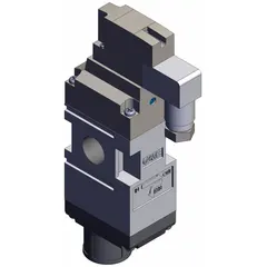 Three-way, two-position solenoid valve from the SMC VP Series. Single solenoid, normally closed operation with 24V DC coil. Female 3/8 BSPP connection. Used for directional control of compressed air in pneumatic circuits, such as actuating single-acting cylinders or pilot signals in automation equipment.