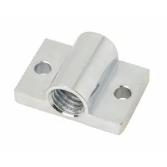 This steel mounting base provides a stable platform for securing spring plungers with 5/8"-11 thread in jigs, fixtures, and workholding setups. It is used for locating, positioning, or ejecting parts in machining and assembly operations. Overall length 1.88 in, width 1.25 in, height 0.8 in, base height 0.31 in, mounting hole diameter 17/64 in.