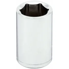This 1/2" drive hand socket features a 9/16" SAE hex size with a 6-point standard configuration. Constructed from chrome, it is suited for tightening or loosening fasteners in automotive repair, machinery maintenance, and general industrial assembly.
