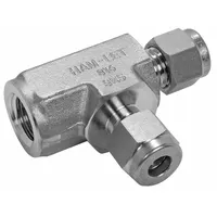HAM-LET Compression Tee Fitting: 6 mm OD x 1/8 in Pipe x 6 mm OD Fitting Size, Stainless Steel (MPN 771LF SS 6 MMX 1/8)