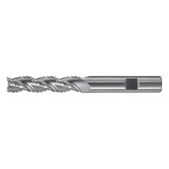 CLEVELAND C60470 is a 1" diameter carbide roughing end mill with a 2-1/4" length of cut and 5" overall length. It features 3 flutes and a coarse-pitch design for efficient chip evacuation and reduced vibration. Suitable for aggressive material removal in nonferrous materials such as aluminum, brass, and plastics.
