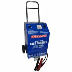 This automatic wheeled battery charger is designed for boosting, charging, and maintaining lead-acid, AGM, and EFB batteries. It delivers a boost current of 250 A @ 12V, a charging current of 60 A @ 12V, and a maintaining current of 60 A @ 12V, with a timer charge type. Suitable for use in fleet maintenance and vehicle service facilities.