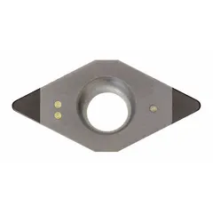 Diamond indexable turning insert for precision machining of non-ferrous materials. Used in turning, boring, and facing operations for fine finishing applications.