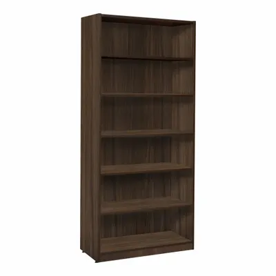 REGENCY Bookcase: Neo Walnut, Laminate/Wood, 71 in Overall Ht, 32 in Overall Wd - Stationary Bookcases