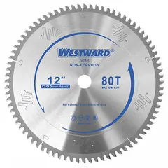 This circular saw blade is designed for cutting non-ferrous metals such as aluminum and soft metals. With 80 teeth and a 0.11-inch cut width, it is suited for thin metal applications in fabrication, construction, and maintenance work. The blade has a 12-inch diameter and a 1-inch arbor size.