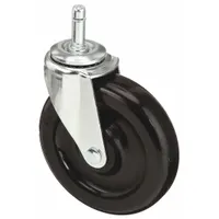 APPROVED VENDOR Stem Caster: Swivel, No Brake, 5 in Wheel Dia., 1 1/4 in Wheel Wd, Polyolefin, Black