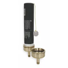 This brass grease cartridge adapter connects standard grease cartridges to grease guns or lubrication systems. It is used in industrial maintenance for applying grease to machinery, conveyors, and other plant equipment. The 1/4 in connection size fits common lubrication fittings.