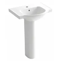 KOHLER Bathroom Sink: Vitreous China, White, Rectangular, 35 1/2 in Overall Ht, 24 in Overall Lg (MPN K-5266-1-0)