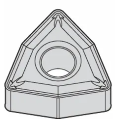 Trigon (W) indexable turning insert with 80° included angle, designed for general turning, facing, and profiling operations. Suitable for medium to rough machining of steel, stainless steel, and cast iron. Available in coated carbide grades with chipbreaker geometry for effective chip control.