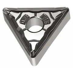 Triangle (T) indexable turning insert for general turning operations on steel and stainless steel. Provides reliable chip control and surface finish in medium machining applications. Available in two specifications: TNMG332-FM5 WSM20S and TNMG160408-FM5 WSM20S.