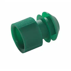 This green polyethylene stopper from DYNALON is designed for sealing laboratory glassware and containers. With a stopper size of 15 to 17, a top diameter of 0.6 inches, and an overall height of 0.8 inches, it provides a secure fit for standard openings. The solid construction (0 holes) helps prevent contamination and leakage. RoHS compliant.