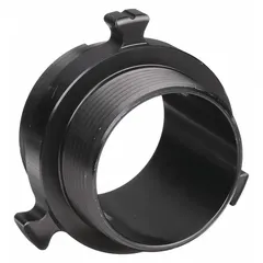 This aluminum rigid adapter connects NPT threaded pipe to NH fire hose couplings. Straight configuration with 1-1/2 in male NPT and 1-1/2 in female NH threads. Used in fire hydrant and standpipe systems for water supply connections.