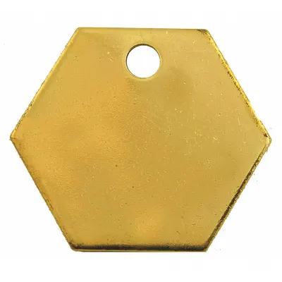 OEM Yellow Hexagon Brass Blank Valve Tag, 1 1/4 in x 1 1/4 in, 0.04 in Thick, 100 PK - General Purpose Blank Valve Tags