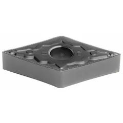 Diamond indexable turning insert for precision machining of non-ferrous materials, composites, and abrasive alloys. Used in turning, boring, and profiling operations. Available as DNMG441EEF or DNMG150604N-EF.
