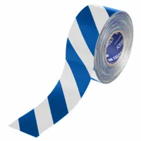 Floor Marking Tape: Striped, Blue/White, 3 in x 100 ft, 22 mil Tape Thick, Brady® ToughStripe® Max (MPN 177054)