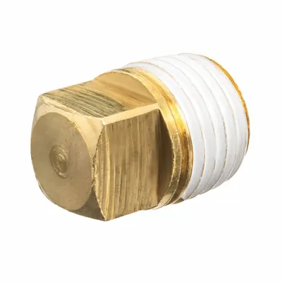 OEM APPROVED VENDOR 3/4 in NPT Brass Square Drive Cored Plug with PTFE, Class 125 - Threaded Low-Pressure Pipe Fittings for Potable Water with Thread Sealant