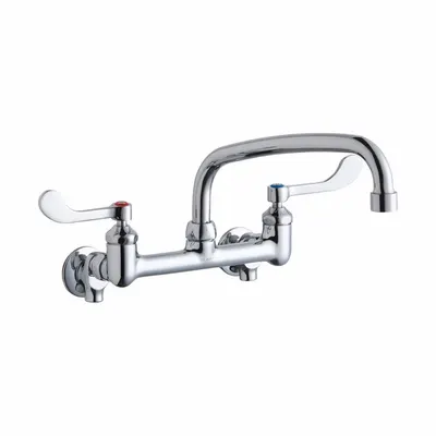 ELKAY Handle-Operated Faucet: Elkay, Brass, Centerset, Wall, 2 Mounting Holes - Centerset Kitchen Faucets