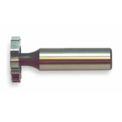 Carbide keyseat milling cutter with 1/2" diameter, 1/8" thickness, and 6 straight teeth conforming to ANSI #404. Designed for milling keyways and slots in shafts and hubs for power transmission applications.