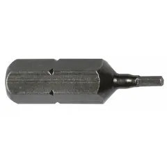 Metric hex insert bit with 2.5 mm hex head size and 1 in overall length. Standard tip style. Supplied in a 5-pack. Used for driving hex-head fasteners in assembly, maintenance, and repair tasks with power tools.