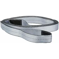 This DAYTON recovery strap is made of polyester with a silver finish. It measures 20 feet in length and is used for vehicle recovery operations such as pulling stuck vehicles from mud, snow, or ditches.