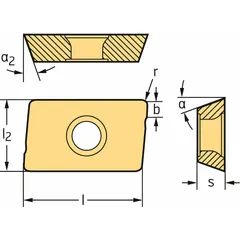 Parallelogram indexable milling insert with geometry ADHT120416L-G88 and WXN15 grade. Suitable for general-purpose milling in steel, stainless steel, and cast iron. Used for roughing and semi-finishing operations in industrial machining.