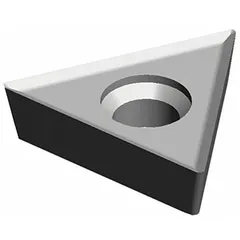 Triangle (T) indexable turning insert for general turning, facing, and profiling on CNC lathes. Suitable for machining steel, stainless steel, and cast iron. Identified by specifications TCGX3252 UD1 and 16T308.