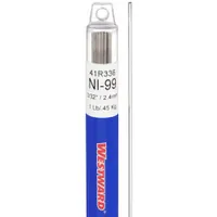 High-nickel TIG welding rod classified ERNi-CI, suitable for cast iron welding applications. Provides a tensile strength of 66 ksi and yield strength of 36 ksi as welded. Packaged in a 1 lb tube, rod dimensions are 3/32 in diameter by 36 in length