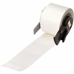 This wraparound label is made of polyvinyl fluoride with black-on-white print, sized 2-1/2 in x 1 in. It is designed for permanent identification of wires and cables from 6 AWG to 0 AWG. Compatible with the M610 printer series and requires M61-R4310 ribbon. Used in industrial settings for marking and identification of electrical wiring and cables.