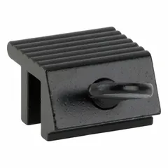 This non-handed clamp lock is designed for sliding windows, mounting on the sash to secure the window in a closed position. It features a painted bronze finish and includes a handle for operation. The lock has an overall length of 1/2 inch and is suitable for use in residential and light commercial applications.