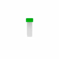 APPROVED VENDOR 7 mL Polypropylene Transport Vial with Green Closure, 17 mm Neck, Self-Standing, Round Bottom, Non-Sterile