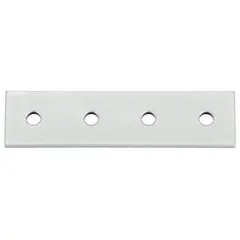 Anodized aluminum plate connector from the 15 Series, measuring 6 in x 1 1/2 in x 13/64 in and designed for a 21/64 in slot width. Used to join structural framing profiles in material handling, industrial automation, and machine guarding applications.
