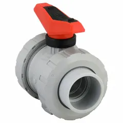 This CPVC ball valve features a straight body design and a tee handle. It is rated for a maximum working pressure of 16 bar (CWP). Suitable for on/off control in CPVC piping systems handling a variety of fluids.
