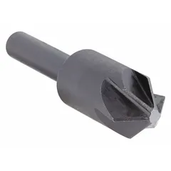 This six-flute countersink produces a smooth chamfered recess for screw heads in metalworking and machining applications. The 90° angle accommodates standard flat-head screws. Made from high-speed steel (HSS) for general-purpose use. Body diameter and shank are both 1/8 in.