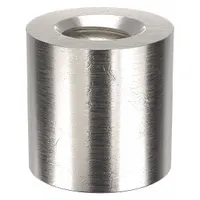 Round aluminum standoff with female threads on both ends, plain finish. Overall length 1/4 inch. Used to create fixed spacing between two panels or components in electronic enclosures, control cabinets, and industrial assemblies. Sold in a 10-pack