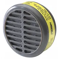 Yellow cartridge for Moldex 8000 Series reusable respirators. NIOSH rated for Hydrogen Chloride (HC). Snap-in gasket connection. Pack of 10. Used in industrial settings where protection against hydrogen chloride gas is required