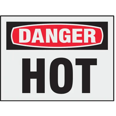 BRADY Danger: Hot Signs, Adhesive Sign Mounting, Not Retroreflective, 8 PK